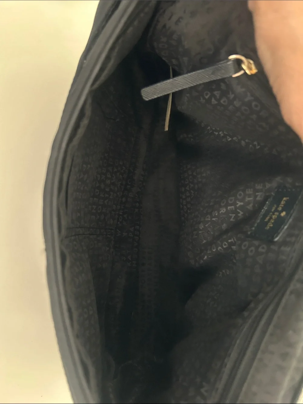 kate spade Black Nylon Fold-Over Shoulder Bag with Gold Hardware